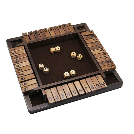 Wooden 4 Players Shut The Box Wooden Board Games with Wood Dices